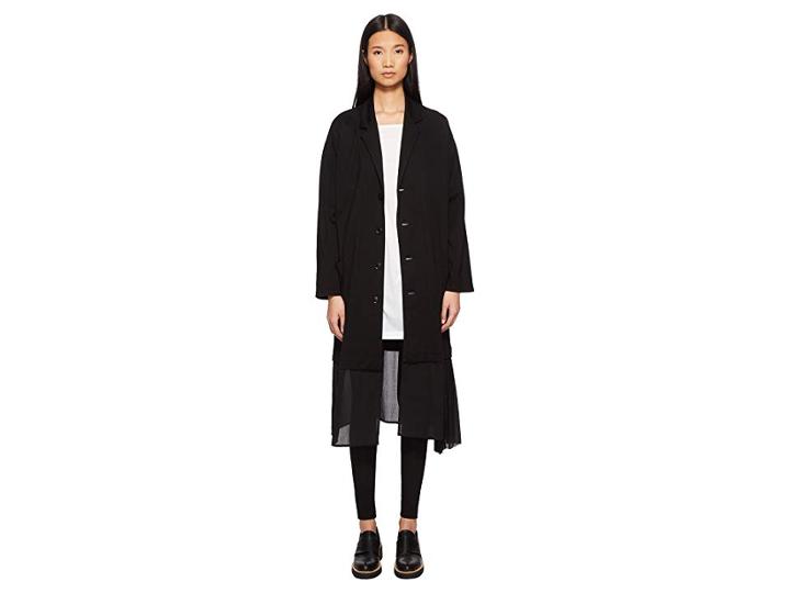 Y's By Yohji Yamamoto O-pleats Ljk Pleated Trim Button Up Jacket (black) Women's Jacket