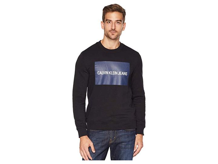 Calvin Klein Jeans Institutional Logo Crew Neck Sweatshirt (black) Men's Sweatshirt