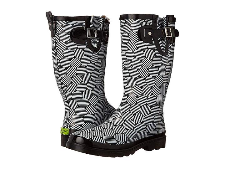 Western Chief Stripe Dot Rain Boot (black) Women's Rain Boots