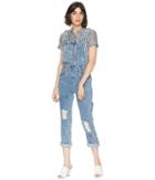 Juicy Couture Floral Embroidered Denim Overall (big Sur Wash) Women's Overalls One Piece