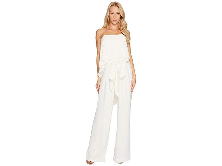 Halston Heritage Strapless Jumpsuit W/ Flowy Back (cream) Women's Jumpsuit & Rompers One Piece