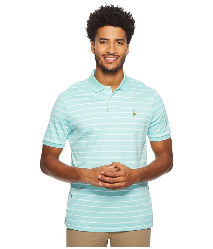 Polo Ralph Lauren Pima Polo Short Sleeve Knit (bayside Green/white) Men's Clothing