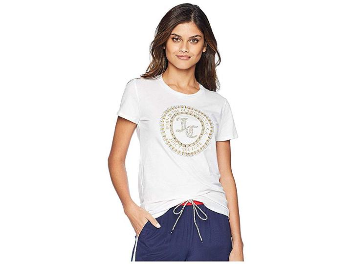 Juicy Couture Track Seal Of Couture Class Short Sleeve Tee (white) Women's T Shirt