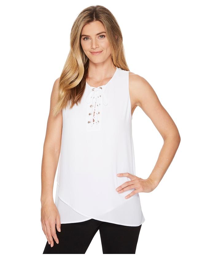 Karen Kane Asymmetric Lace-up Tank (off-white) Women's Sleeveless