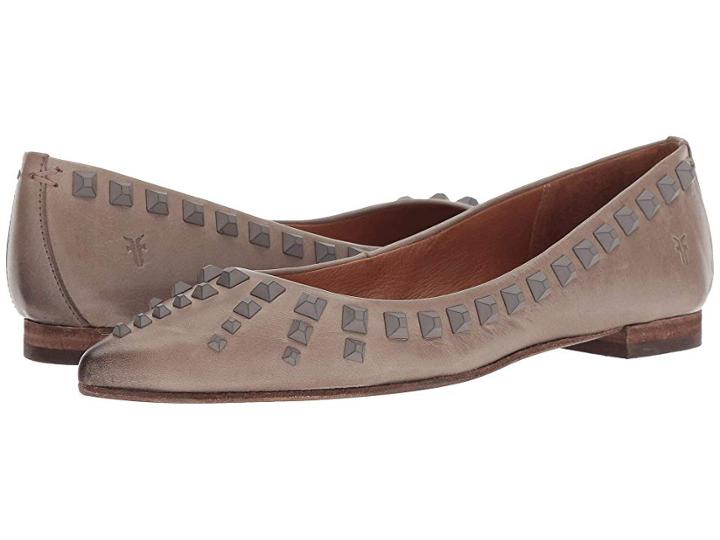 Frye Sienna Deco Stud Ballet (grey Polished Soft Full Grain) Women's Flat Shoes