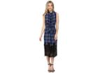 Rebecca Taylor Plaid Dress With Lace (violet Stone Combo) Women's Dress