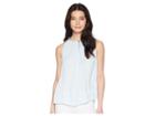 Vince Camuto Specialty Size Petite Sleeveless Rumple Keyhole Halter Blouse (dew Blue) Women's Clothing