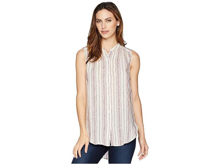 Lucky Brand Stripe Tunic Top (raspberry Multi) Women's Sleeveless