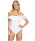 Trina Turk Studio Solid Off The Shoulder Bandeau One-piece (white) Women's Swimsuits One Piece