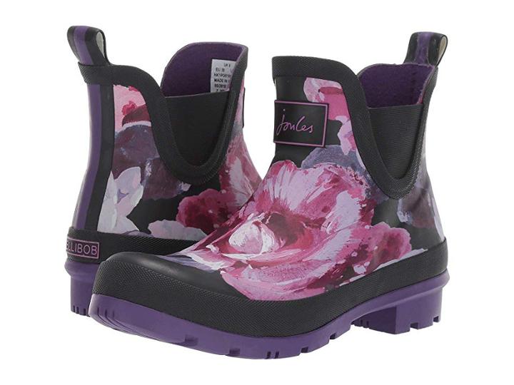 Joules Wellibob Chelsea Boot (black Winter Floral) Women's Boots