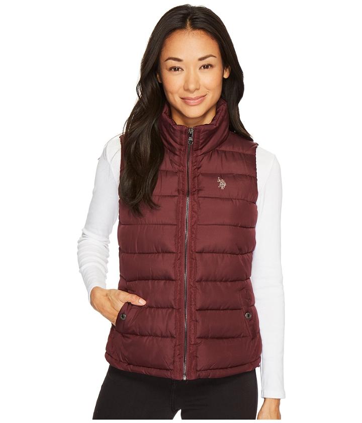 U.s. Polo Assn. Vest With Grosgrain Trim (berry Park) Women's Vest
