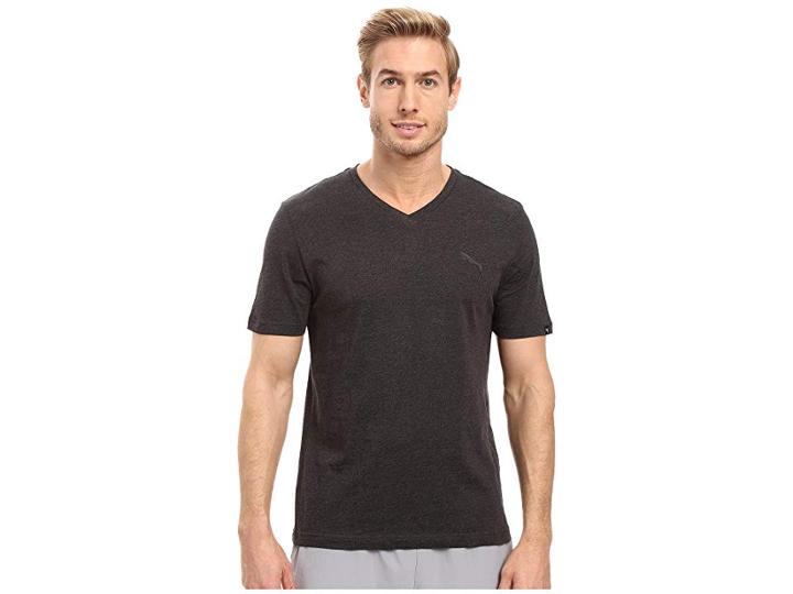 Puma Iconic V-neck Tee (dark Gray Heather) Men's T Shirt