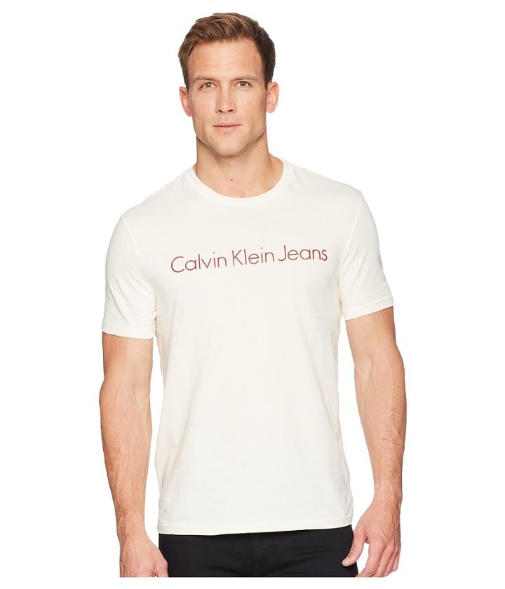 Calvin Klein Jeans Hd Calvin Klein Jeans Logo Crew Neck Tee (vanilla Ice) Men's T Shirt