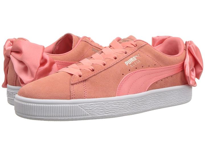 Puma Kids Suede Bow Jr (big Kid) (shell Pink) Girls Shoes