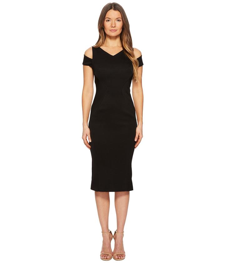 Zac Posen Bonded Crepe Cold Shoulder Cocktail Dress (black) Women's Dress