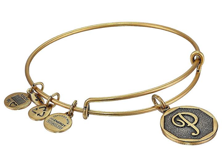 Alex And Ani Initial P Charm Bangle (rafaelian Gold Finish) Bracelet