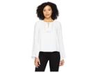 Vince Camuto Bell Sleeve Tassel Tie Neck Blouse With Faggoting (ultra White) Women's Blouse