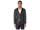 Versace Collection Brocade Tuxedo Jacket (blue Navy/grey/green) Men's Coat