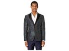 Versace Collection Brocade Tuxedo Jacket (blue Navy/grey/green) Men's Coat
