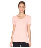 Nike Dry Legend Cross-dye Tee (light Atomic Pink/white/white) Women's Short Sleeve Pullover