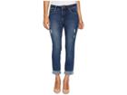 Jag Jeans Petite Petite Carter Girlfriend Crosshatch Denim Jeans In Thorne Blue W/ Destruction (thorne Blue) Women's Jeans