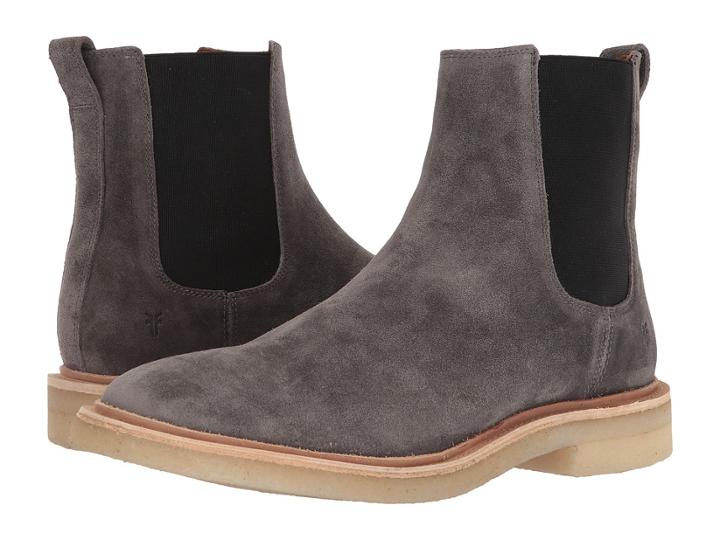Frye Chris Crepe Chelsea (grey Washed Waxed Suede) Men's Pull-on Boots