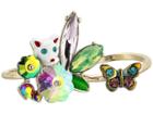 Betsey Johnson Colorful Stone And Cat Cluster Ring, Set Of 2 (multi) Ring
