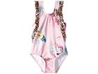 Seafolly Kids Into The Wild Frill Tank One-piece (toddler/little Kids) (tropical Pink) Girl's Swimsuits One Piece