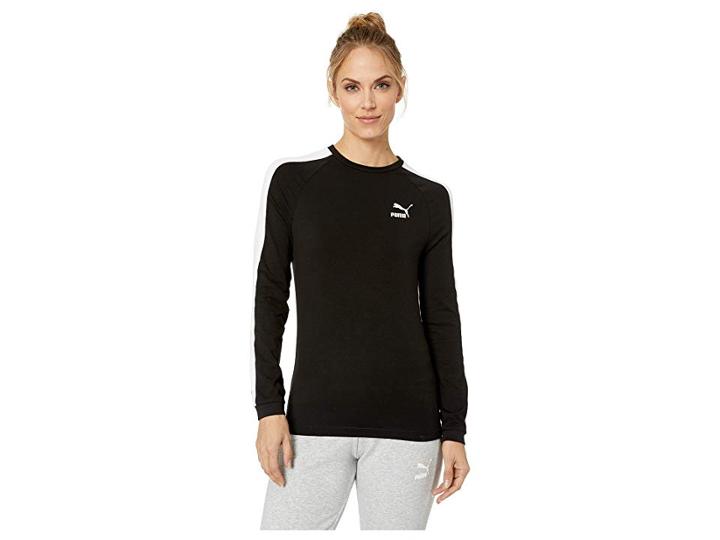 Puma Classics Long Sleeve T7 Top (cotton Black 2) Women's Long Sleeve Pullover