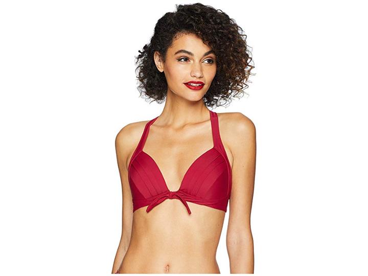 Unique Vintage Monroe Top (burgundy Red) Women's Swimwear