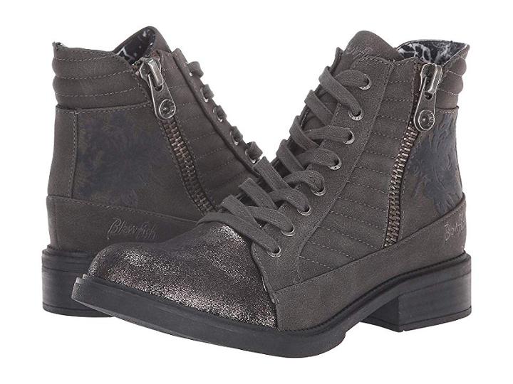 Blowfish Vixie (gunmetal Gypsy/charcoal Rustic Faux Suede) Women's Lace-up Boots