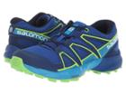 Salomon Kids Speedcross (little Kid/big Kid) (surf The Web/cloisonne/green Flash) Kids Shoes