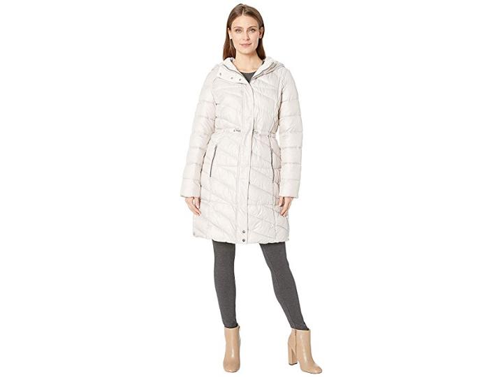 Marc New York By Andrew Marc Brookdale Velvet Trim Drawstring Waist Puffer (putty) Women's Coat