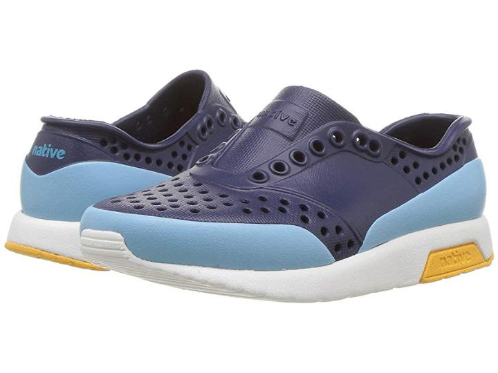 Native Kids Shoes Lennox Block (toddler/little Kid) (regatta Blue/shell White/beanie Yellow/sky Blue Block) Kids Shoes