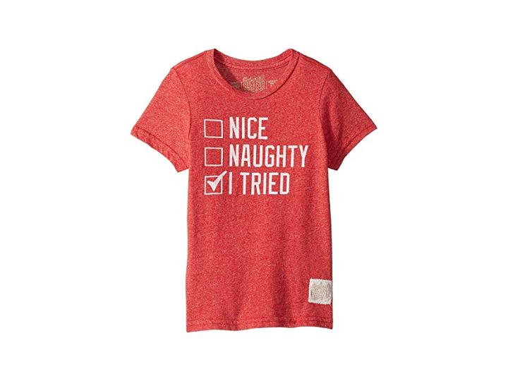 The Original Retro Brand Kids Nice Naughty I Tried Mocktwist Tee (little Kids/big Kids) (mocktwist Red) Boy's T Shirt
