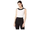 Tommy Hilfiger Contrast Neck Knit Top (ivory/black) Women's Clothing