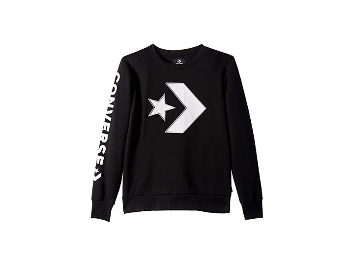 Converse Kids Appliqued Star Chevron Crew (big Kids) (black) Boy's Clothing
