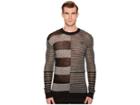 Mcq Patched Stripe Crew Sweater (darkest Black/grey) Men's Sweater