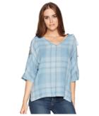 Liverpool Cold Shoulder Tie Shirt (wavecrest Light) Women's Short Sleeve Pullover