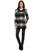 Calvin Klein Plaid Wool With Zip Closure And Sleeve Detail (plaid) Women's Coat