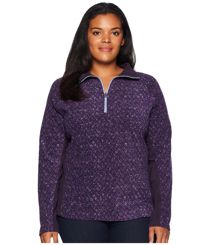 Columbia Plus Size Glacialtm Iv Print 1/2 Zip (dark Plum Tweed) Women's Clothing