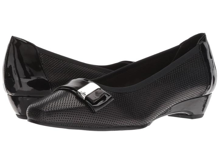 Walking Cradles Brooklyn (black Perfed Kid Suede/black Patent) Women's Flat Shoes