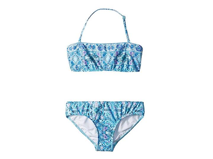 Seafolly Kids Gypsy Dream Mini Tube Bikini Set (little Kids/big Kids) (aqua Sky) Girl's Swimwear Sets