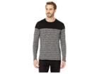 Kenneth Cole New York Long Sleeve Space Dye Crew W/ Zip (charcoal Heather) Men's T Shirt