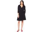 Eci 3/4 Sleeve Solid Wrap Dress (black) Women's Dress