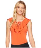 Bcbgeneration Ruffle Tie-front Bodysuit (saffron) Women's Jumpsuit & Rompers One Piece