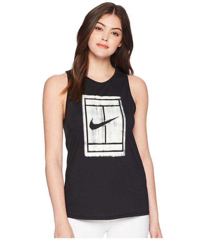 Nike Court Tomboy Tennis Tank Top (black/white) Women's Sleeveless