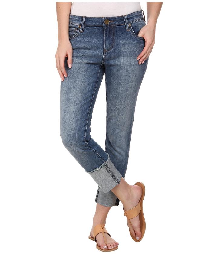 Kut From The Kloth Wide Cuff Boyfriend In Fervent With Antique Base Wash (antique Base Wash) Women's Jeans