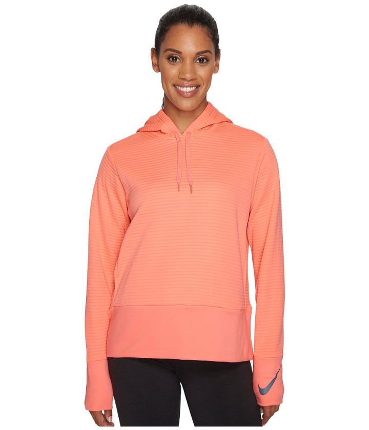Nike Dry Training Pullover Hoodie (sunblush/dark Grey) Women's Sweatshirt