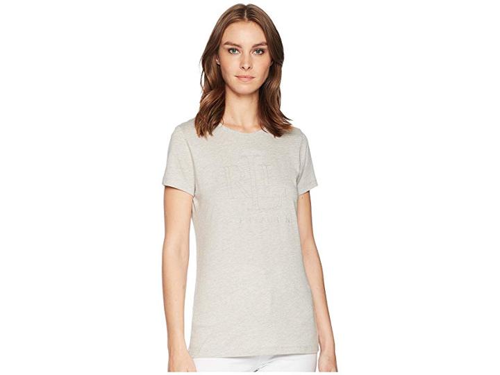Lauren Ralph Lauren Studded Logo T-shirt (whisper Grey Heather) Women's T Shirt